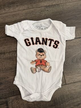 San Francisco Giants White Baby One-Piece Bodysuit - Teddy Graphic